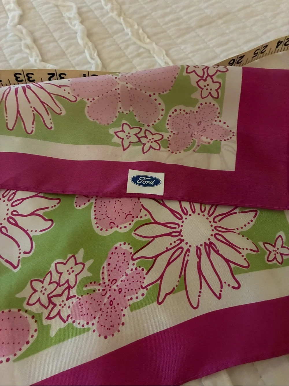 Lilly Pulitzer Pink, Green & White Floral Silk Scarf Runner